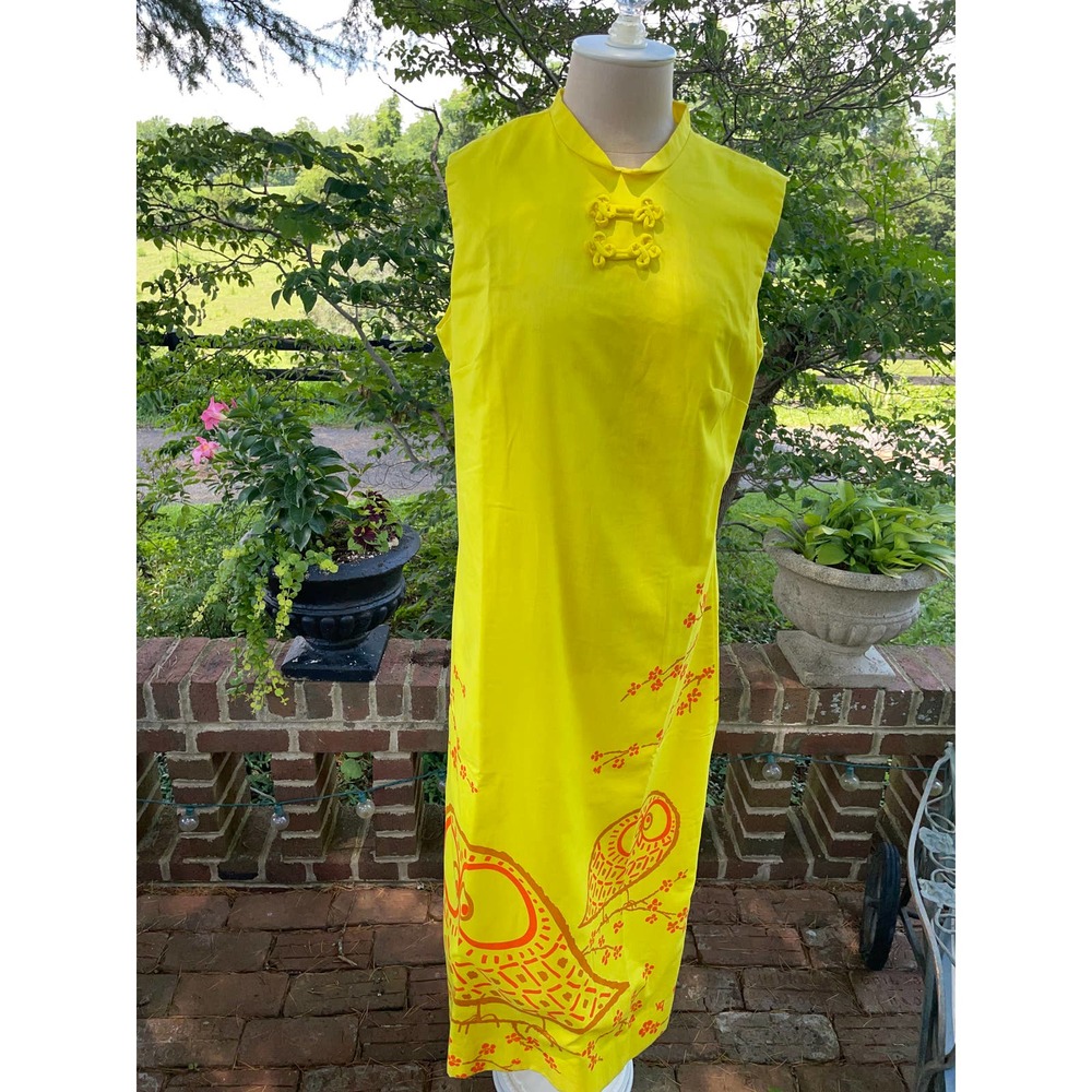 Vested Gentress vintage orange and yellow Mandarin Sheath dress Active